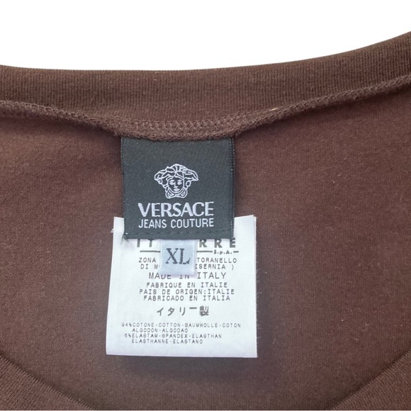 Versace Jeans Couture Velvet Burnout Detailed Long Sleeve Shirt Brown Blue Men’s - Picture 2 of 9